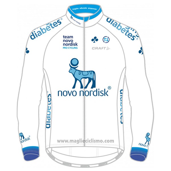 2017 Abbigliamento Ciclismo Novo Nordisk Bianco Manica Lunga e Salopette